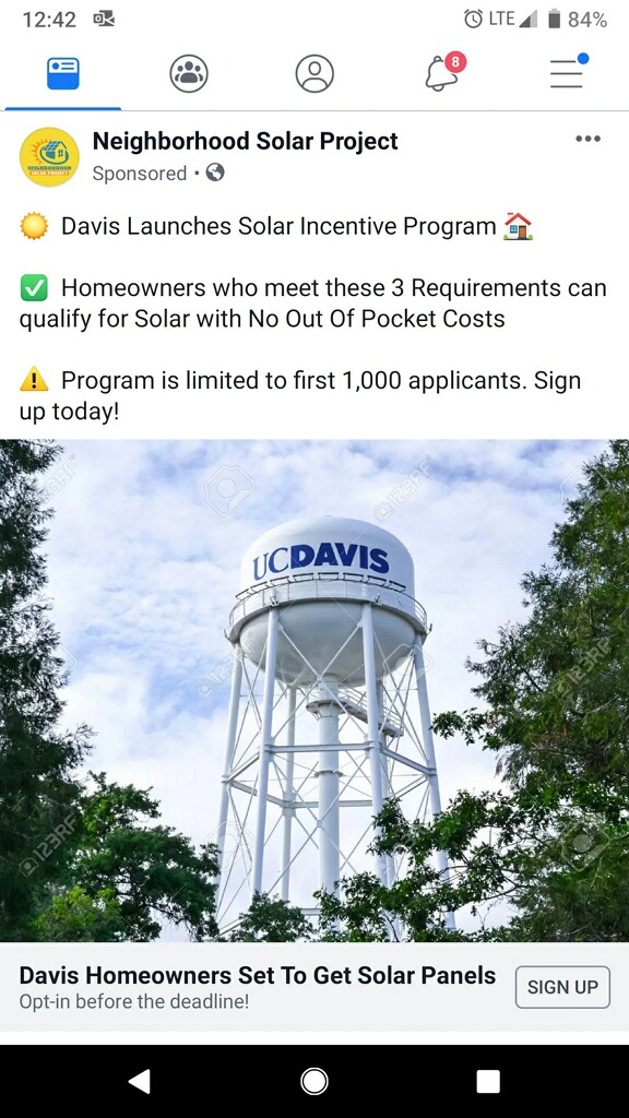 Example of misleading solar advertising